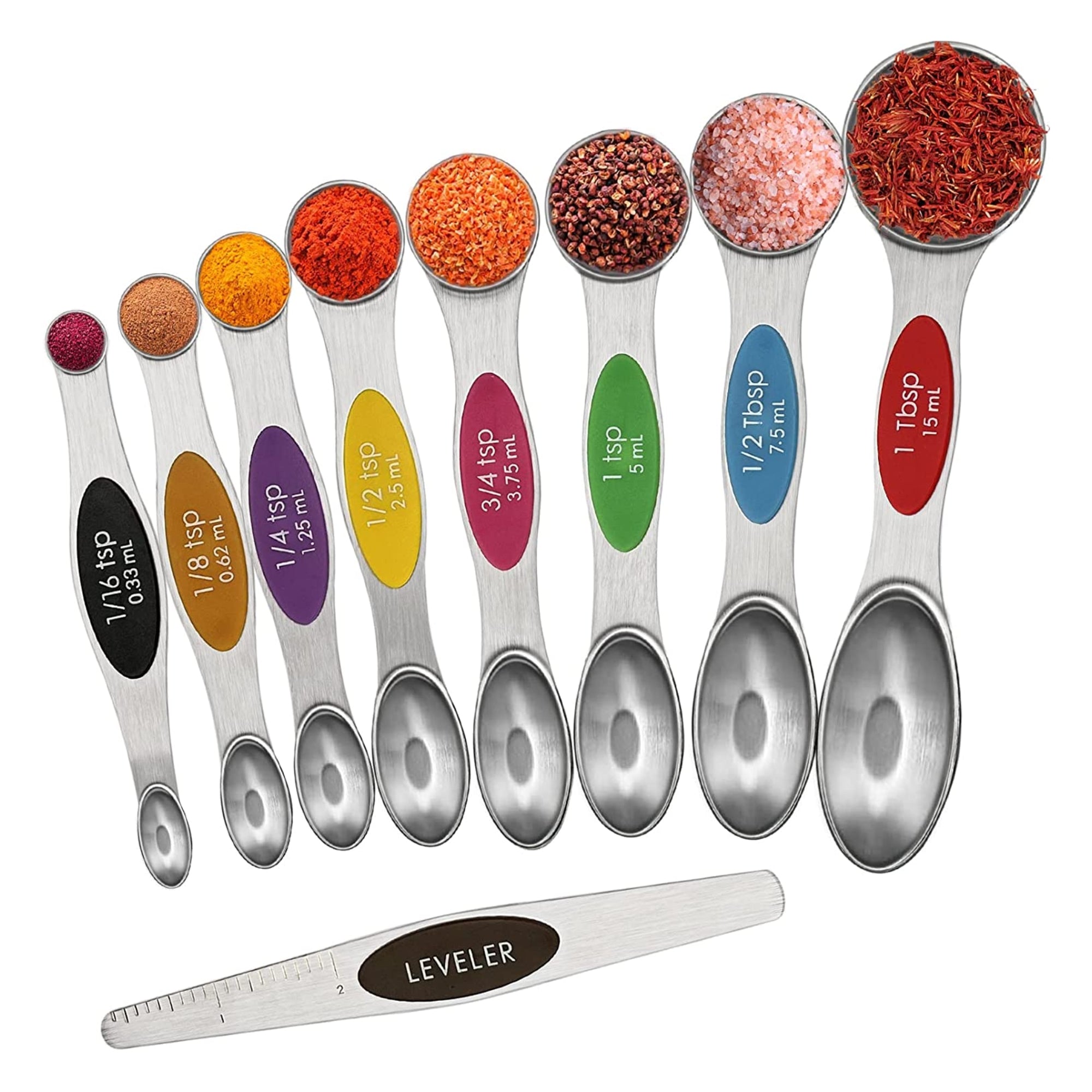 Dual Sided Stainless Steel Magnetic Measuring Spoons
