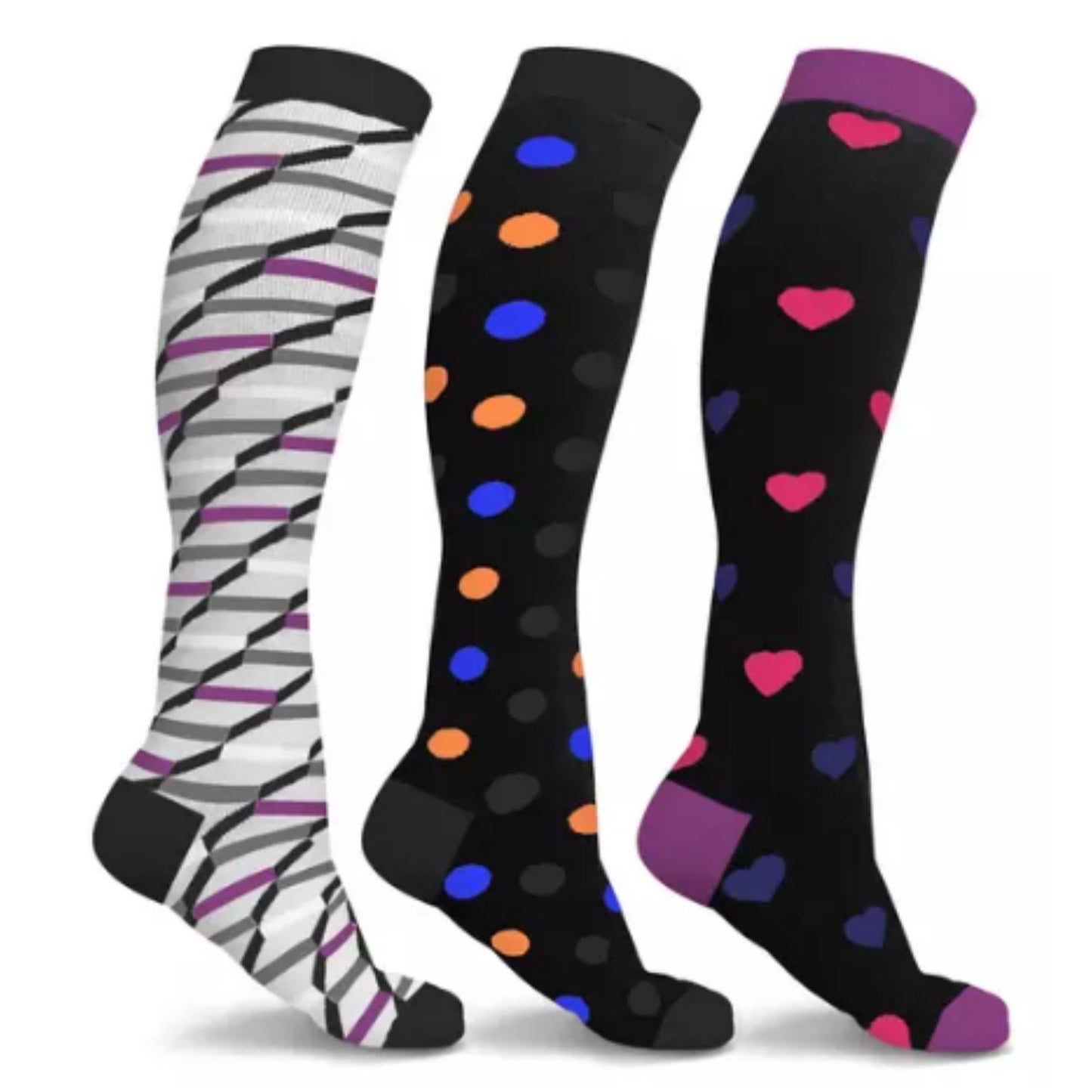 DCF Fun & Expressive Knee-High Compression Socks (3-Pairs)