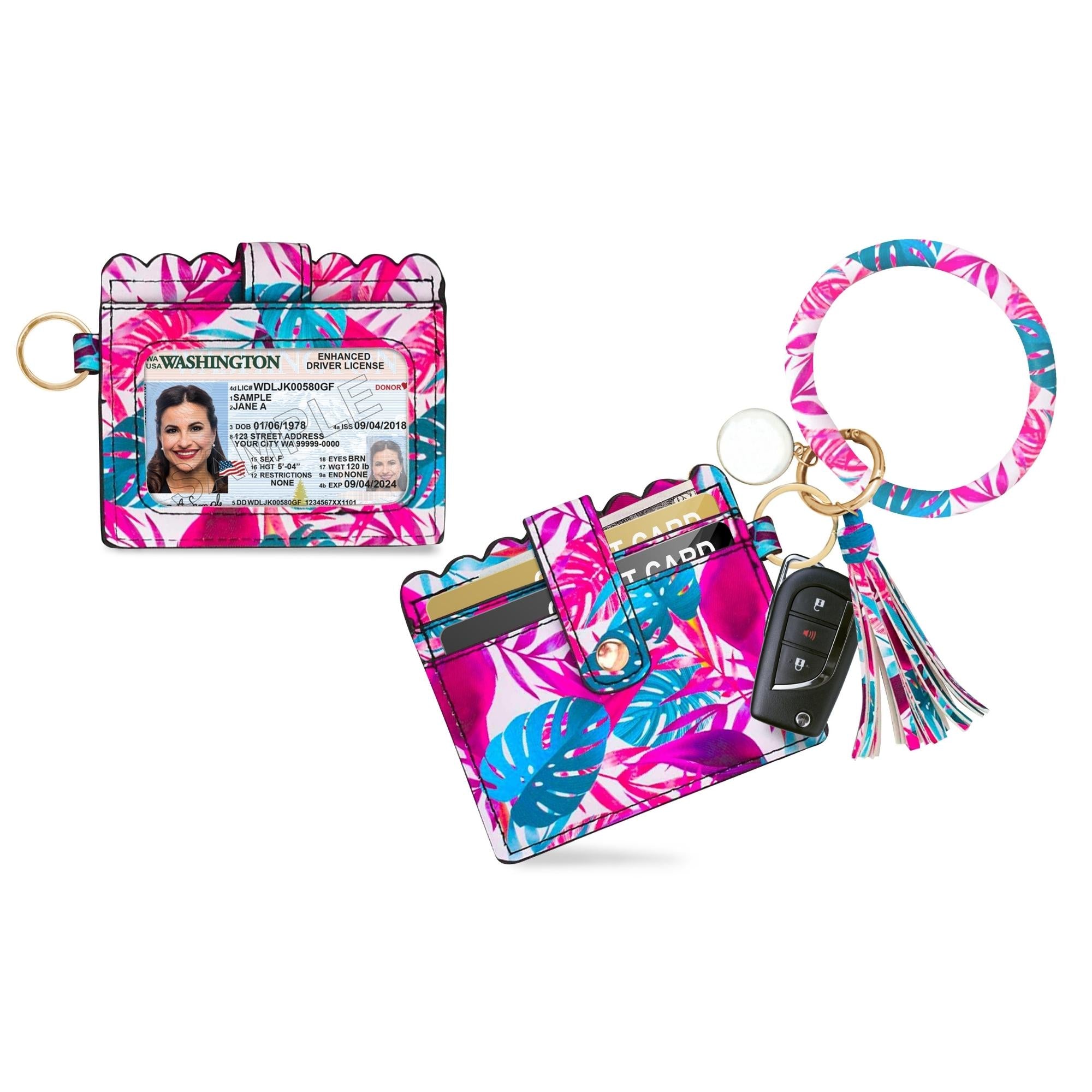 Bangle Keychain Ring with Credit Card Holder