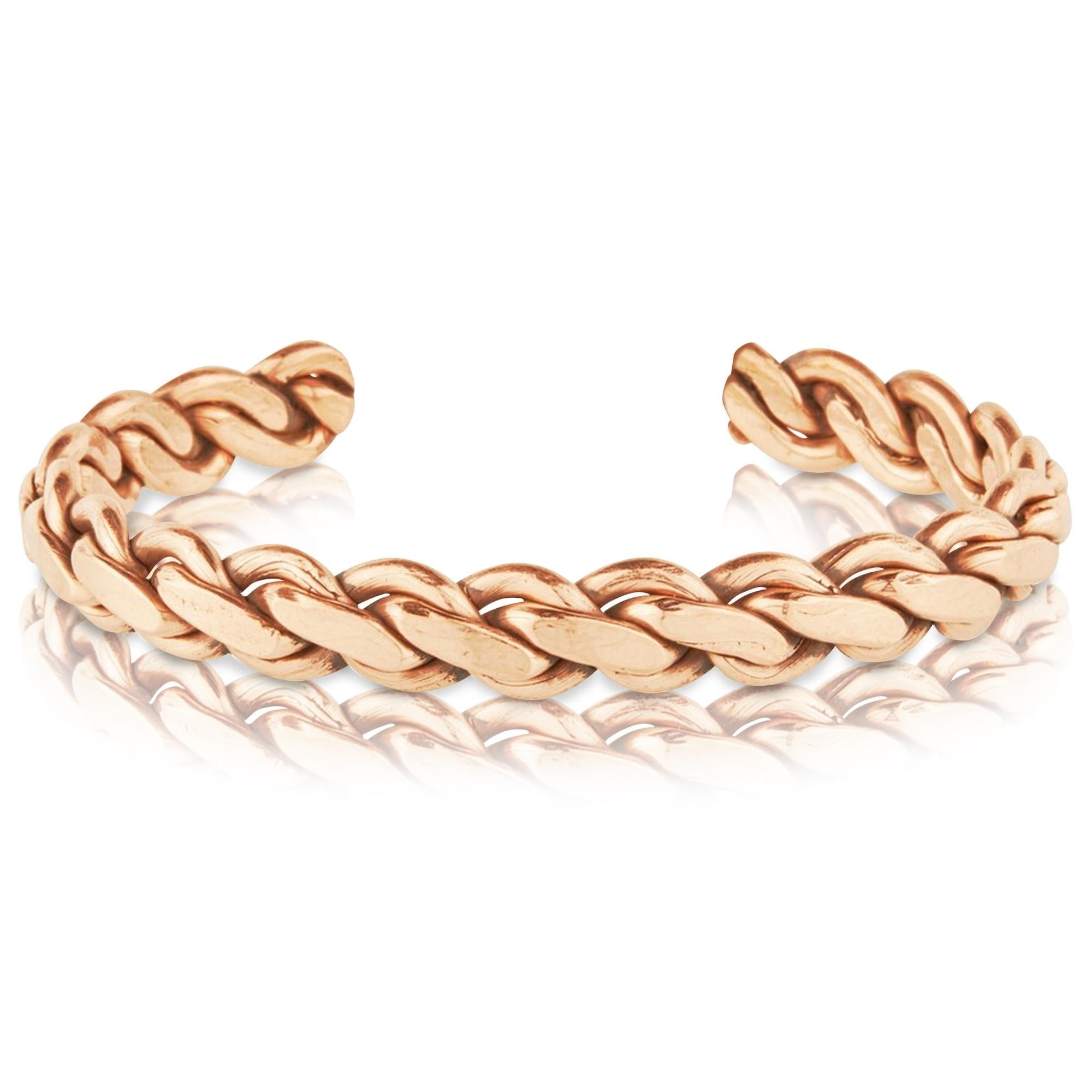 Pure Copper Bracelets with Adjustable Rope Inlay