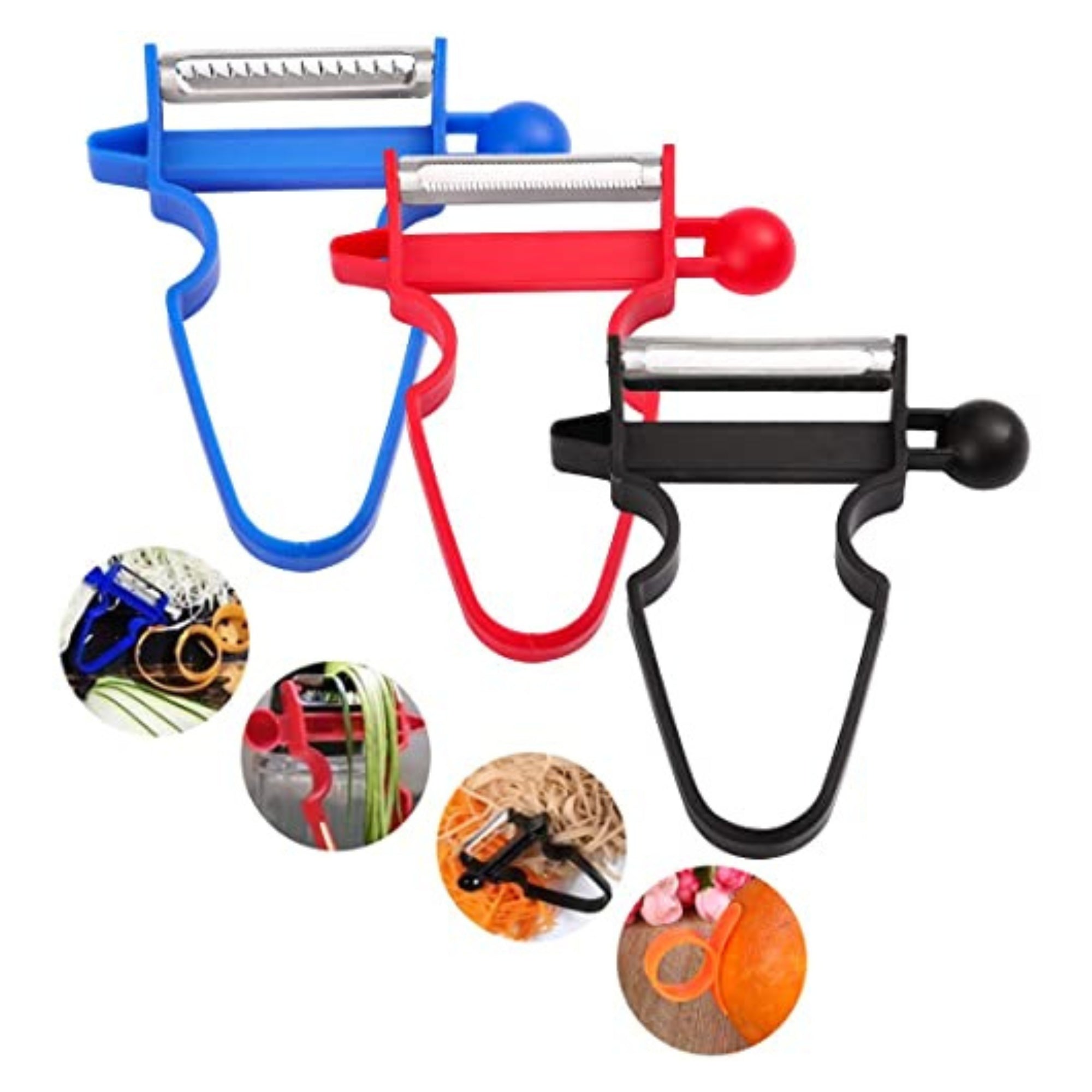 Set (3pcs) Kitchen Peeler with Ultra Sharp and Durable Stainless Steel Blade