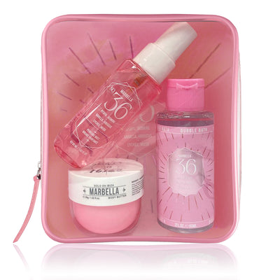 Marbella Body Cream, Perfume Mist & Bubble Bath Beauty Gift Set with Carrying Case