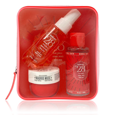 Madrid Muse Body Cream, Perfume Mist & Bubble Bath Beauty Gift Set with Carrying Case