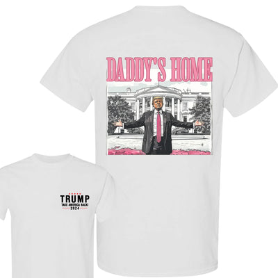 Unisex Graphic Tee Trump - Daddy's Home Print Double-Sided Casual T-Shirt