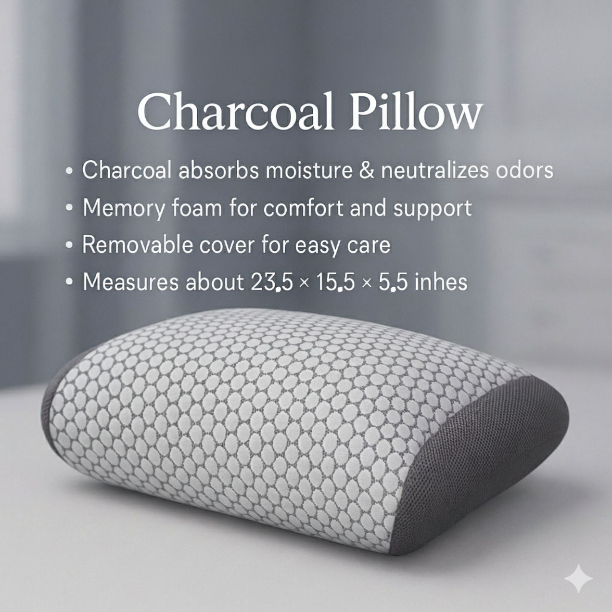 1-Pack Standard Size Memory Foam Pillow with Removable Cover – Supportive, Comfortable & Breathable for Better Sleep