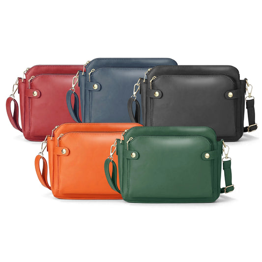 Multifunctional Three-Layer Clutch PU Leather Crossbody Bag