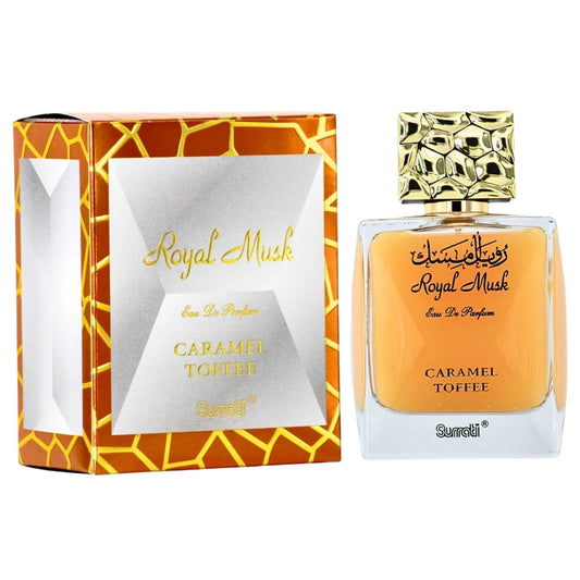 Surrati Royal Musk Caramel Toffee 3.4 FL.OZ Perfume for Men and Women - Rich Musk Blend, Creamy Sweet Aroma, Long-Lasting Unisex Scent