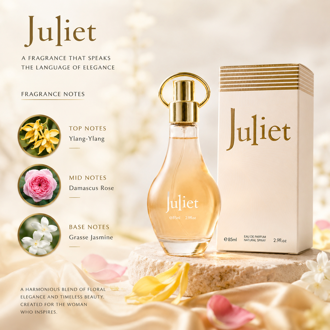 Juliet Perfume for Women 2.9 Fl. Oz. Eau De Parfum Natural Spray Luxury Floral Perfume Soft and Charming Scent for All Seasons & Special Events