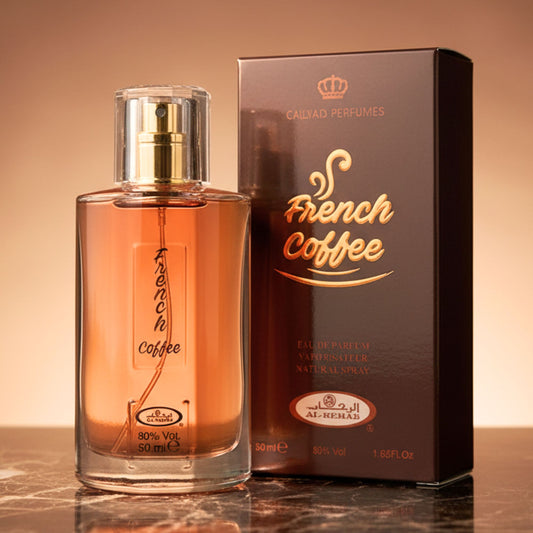 Al Rehab French Coffee Perfume 1.65 FL.OZ – Rich Aromatic Blend with Coffee, Cocoa & Vanilla Notes for Long-Lasting Unisex Fragrance