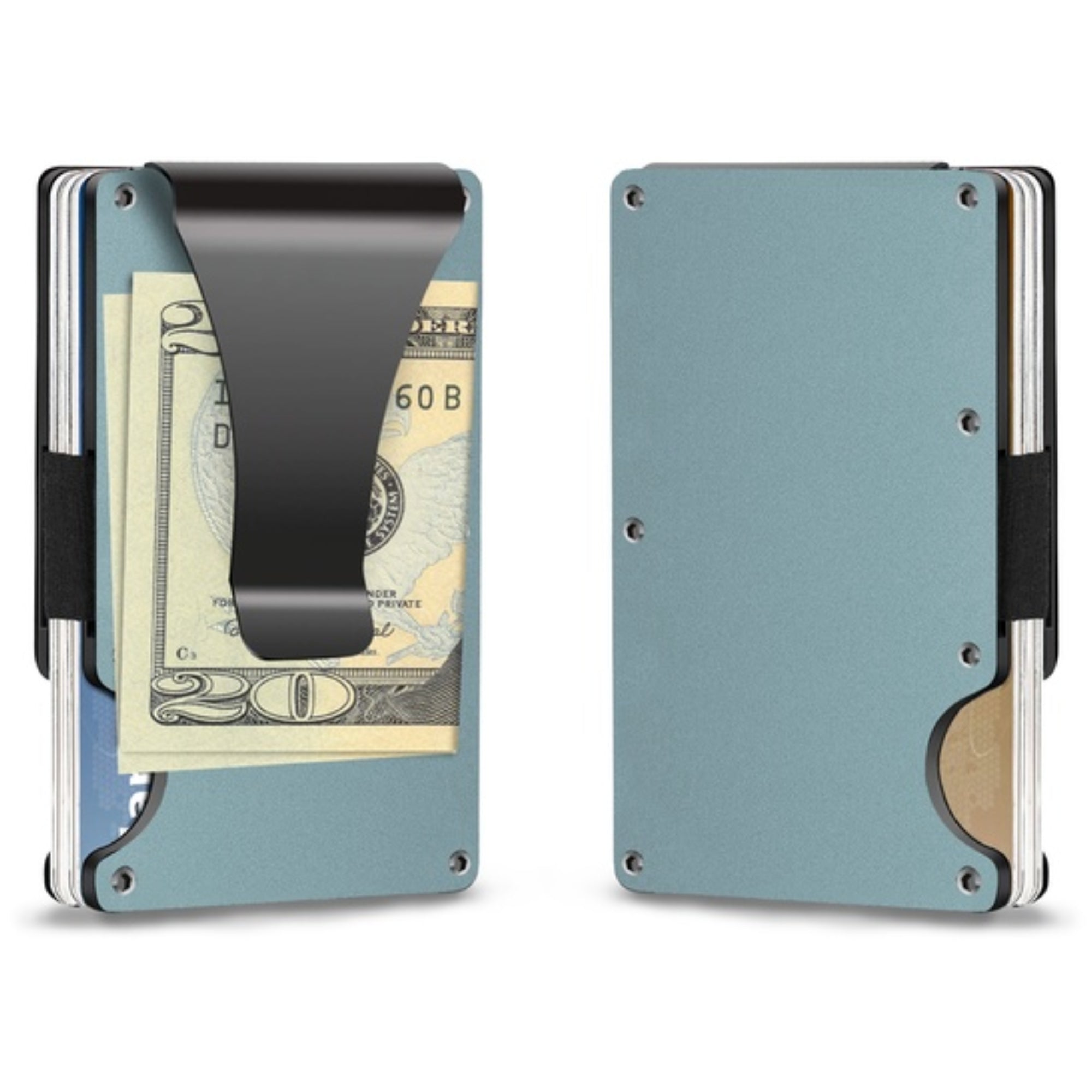 RFID Blocking Slim Money Clip Mens Carbon Fiber Credit Card Holder Metal  Wallet