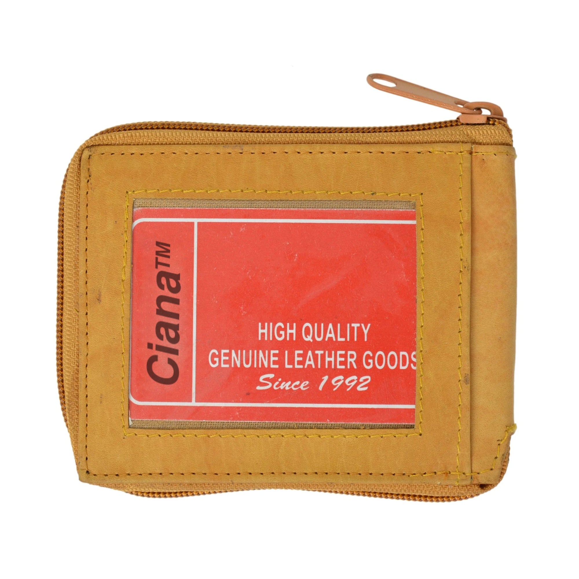 Cowhide Leather Men's Zip-Around Bifold Wallet