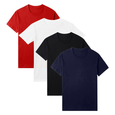 4-Pack Classic Plain T-Shirts Soft Comfortable Everyday Wear