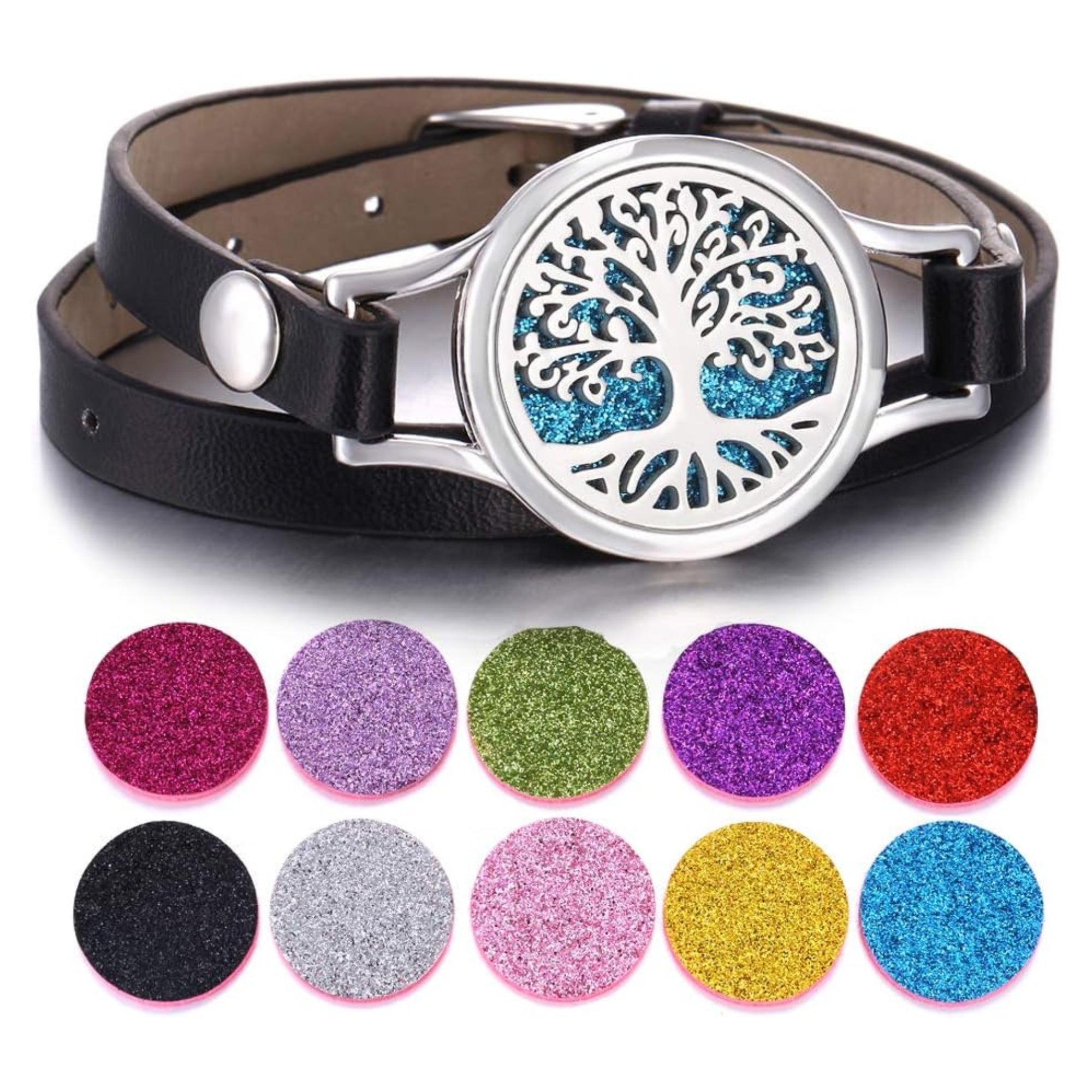 Tree of Life Diffuser Leather Bracelet with 10 Felt Pads