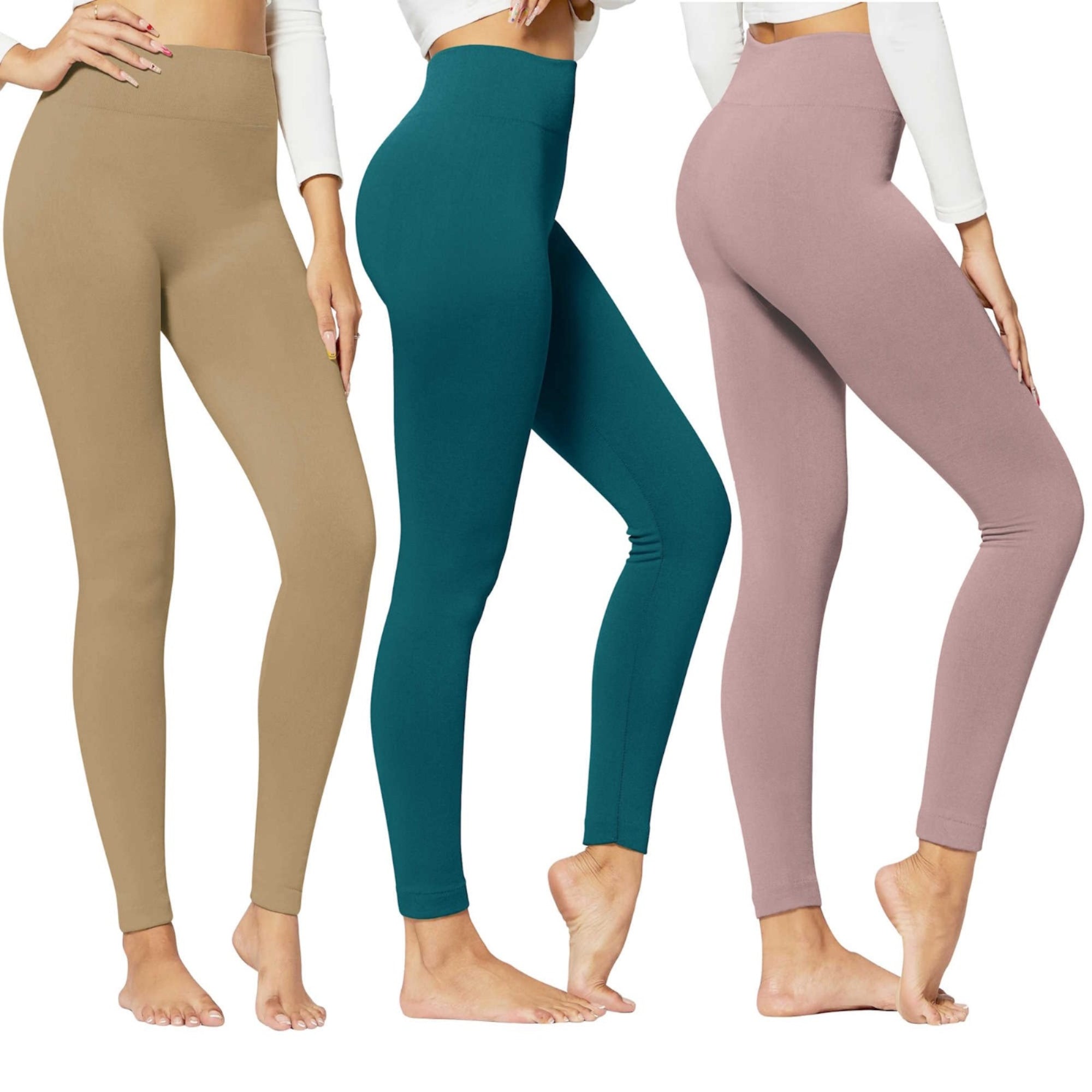 3-Pack Women's High-Waisted Cozy Fleece-Lined Seamless Leggings