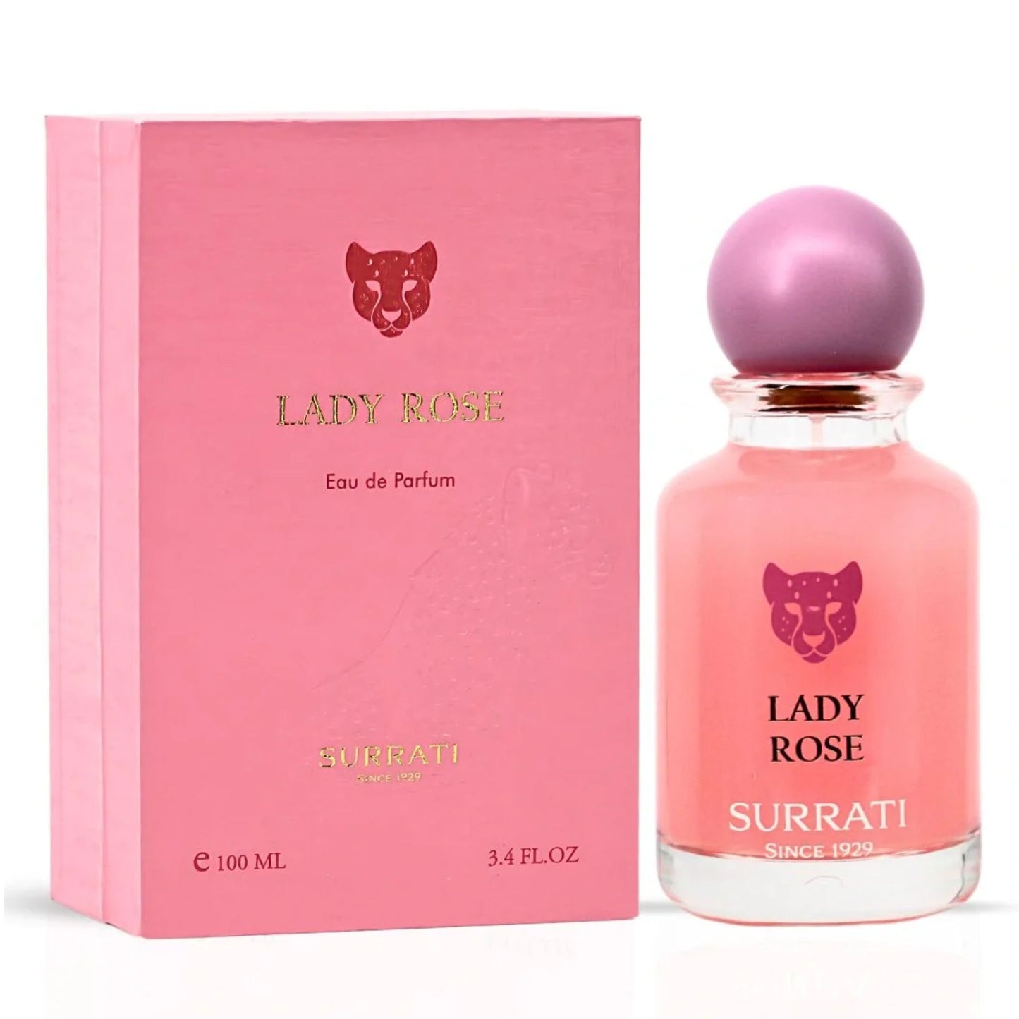 Surrati Lady Rose 3.4 FL.OZ Perfume for Men and Women - Premium Glass Perfume Bottle Long-Lasting Unisex Floral Arabian Fragrance