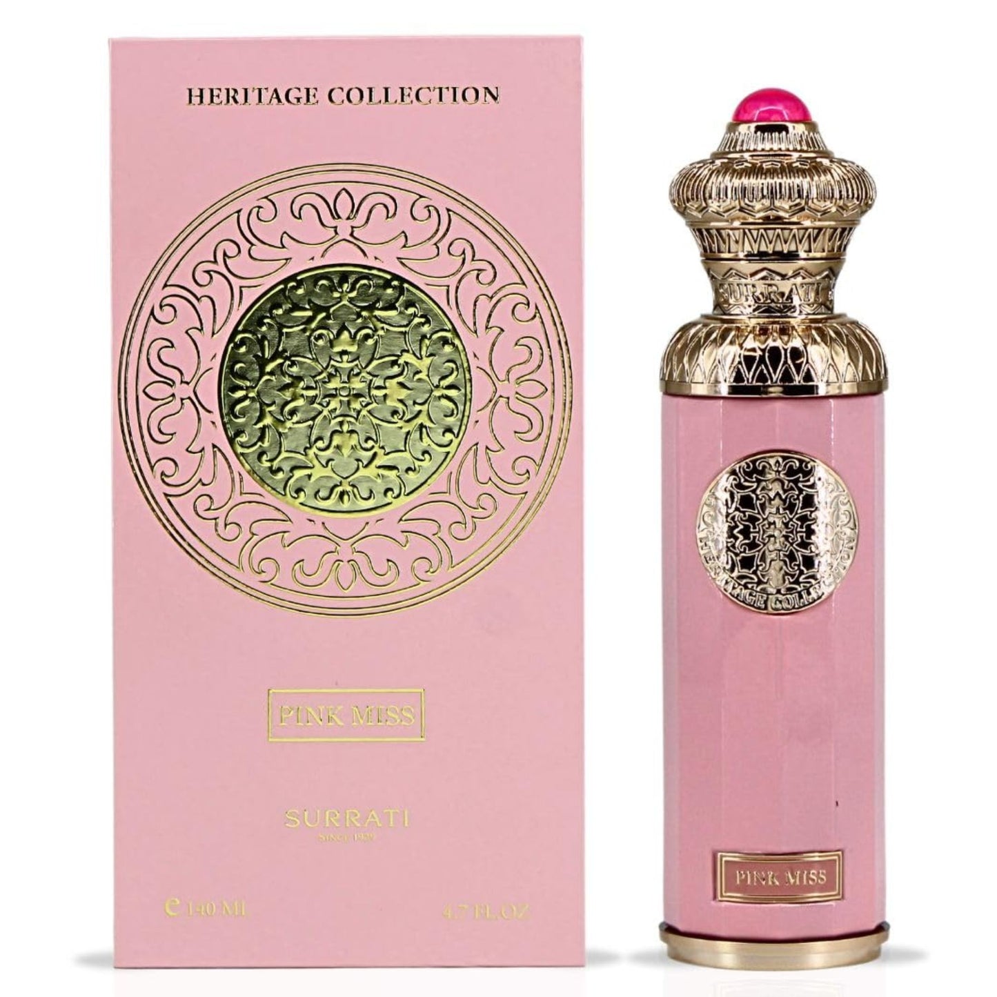 Surrati Heritage Pink Miss 4.7 FL.OZ Perfume for Men and Women - Premium Glass Perfume Long-Lasting Unisex Arabian Perfume