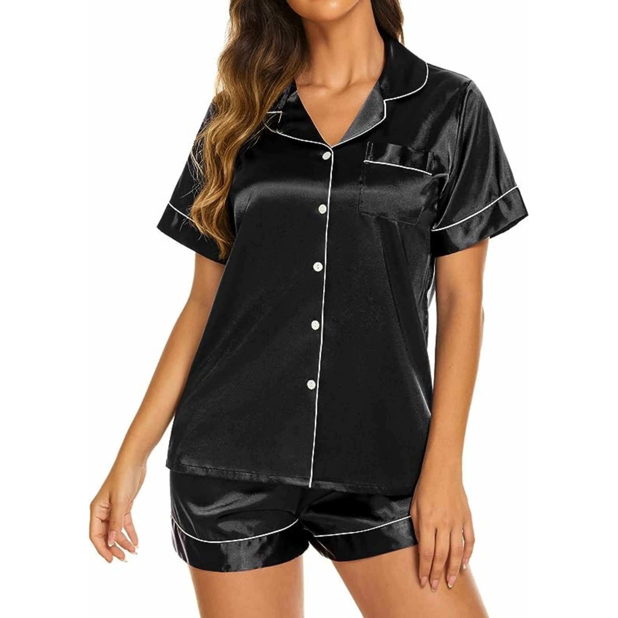 Silk Pajamas Women's Short Sleeve Sleepwear Set
