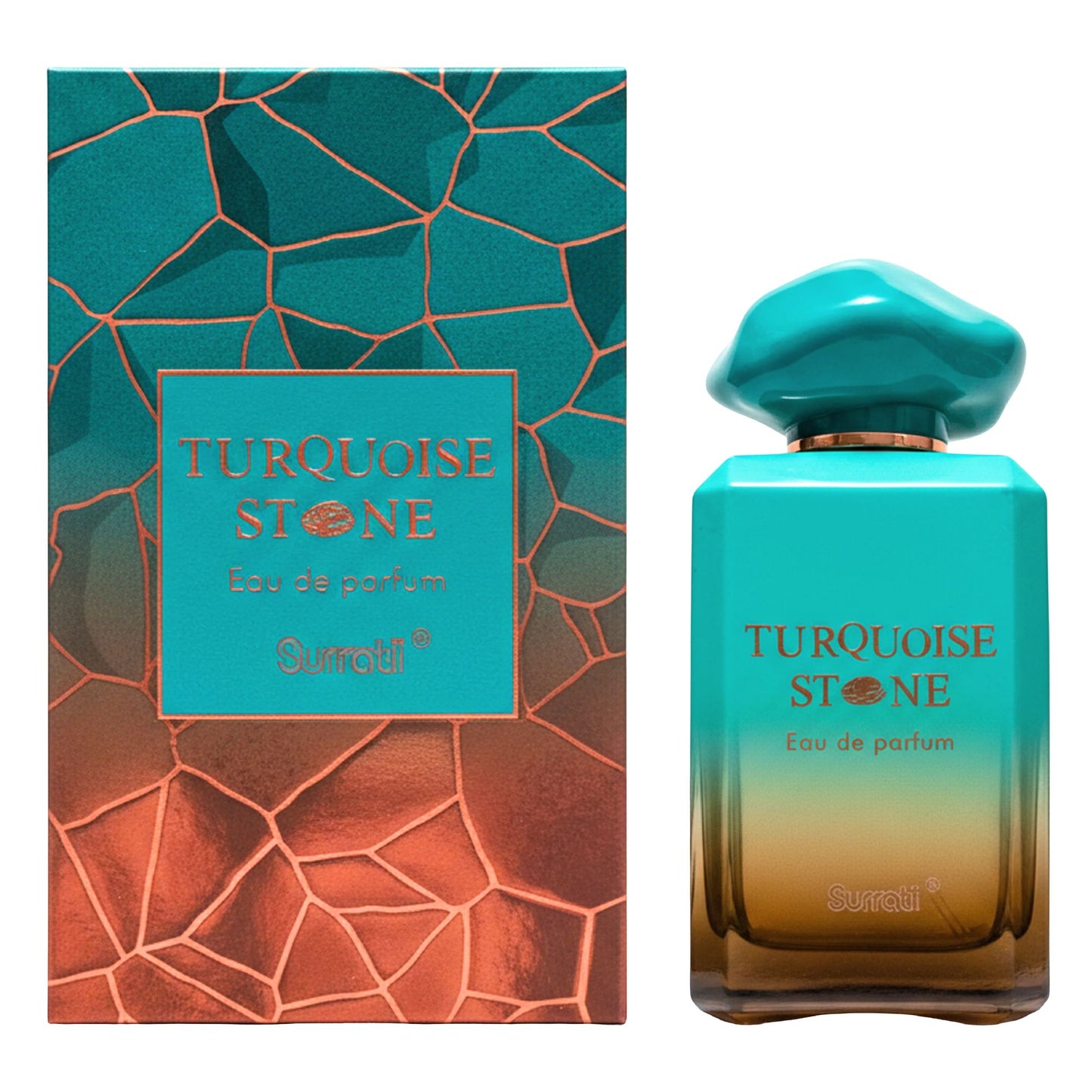 Surrati Turquoise Stone 3.4 FL.OZ Perfume for Men and Women - Decorative Glass Bottle Perfume Premium Long-Lasting Unisex Arabian Luxury Fragrance