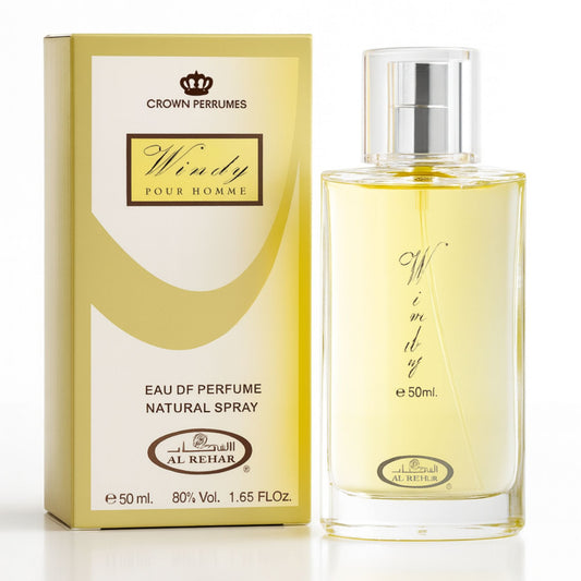 Al-Rehab Windy Perfume for Men 50ml - Lightweight Long-Lasting Aromatic Spray, Fresh Daily-Wear Fragrance