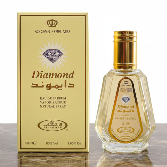 Al-Rehab Diamond Perfume for Men and Women 50ml - Long-Lasting Unisex Fragrance, Fresh, Smooth, All-Day Wear Scent