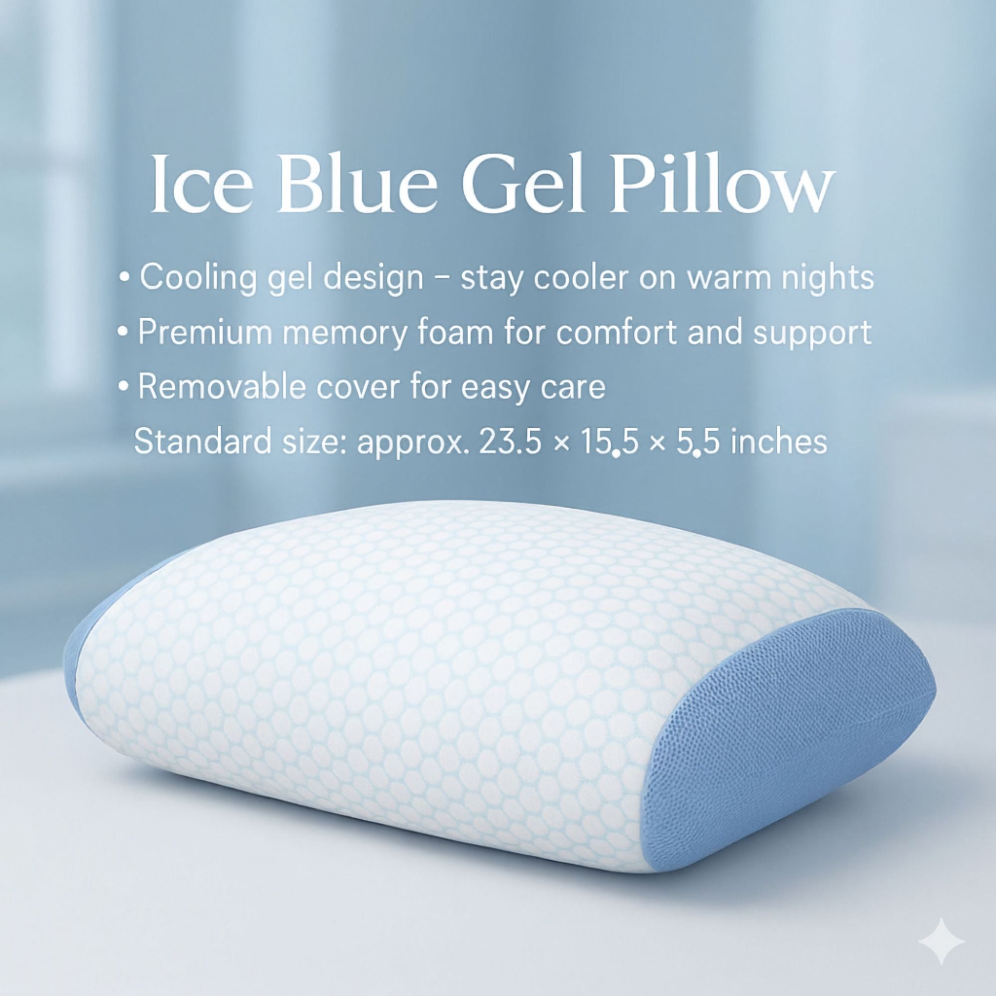 1-Pack Standard Size Memory Foam Pillow with Removable Cover – Supportive, Comfortable & Breathable for Better Sleep