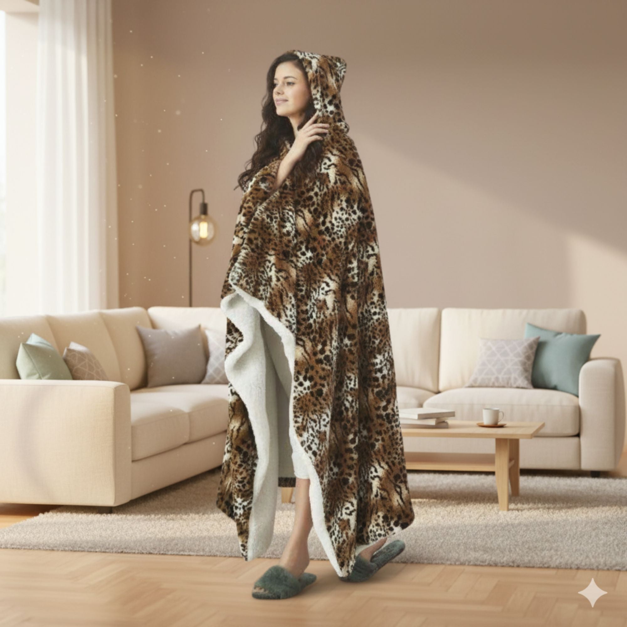 1-Pack Standard Size Hooded Sherpa Throw Blanket – 100% EF-Velboa Micro Polyester, Buttery Soft & Luxuriously Thick Loft, Supportive Warmth for Relaxing Comfort