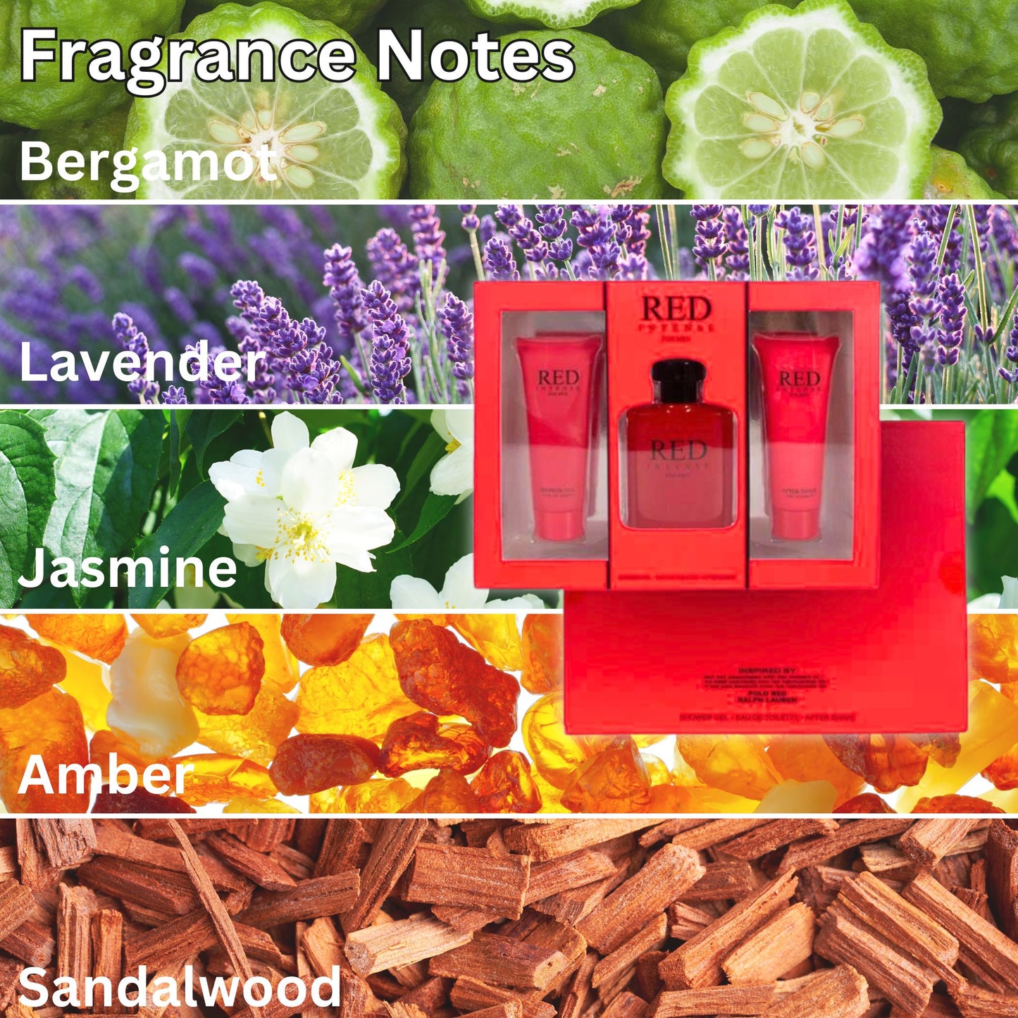 Red Intense 3-Piece Set For Men - Perfume, After Shave, Shower Gel