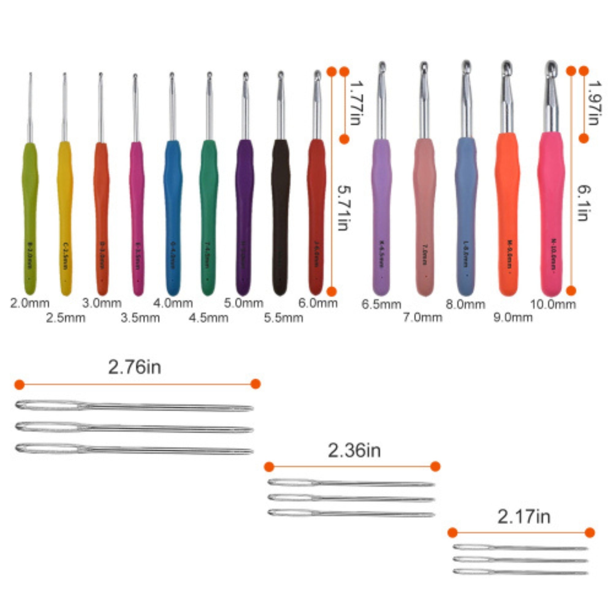 38-Pieces Ergonomic Crochet Hooks Set with Case