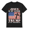 Unisex Graphic Tee Trump-Jesus Print Casual T-Shirt