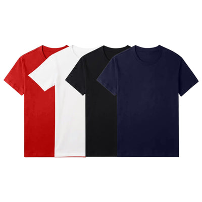 4-Pack Classic Plain T-Shirts Soft Comfortable Everyday Wear