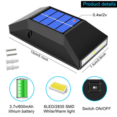 Waterproof Outdoor Solar LED Wall Lights 2-Pack