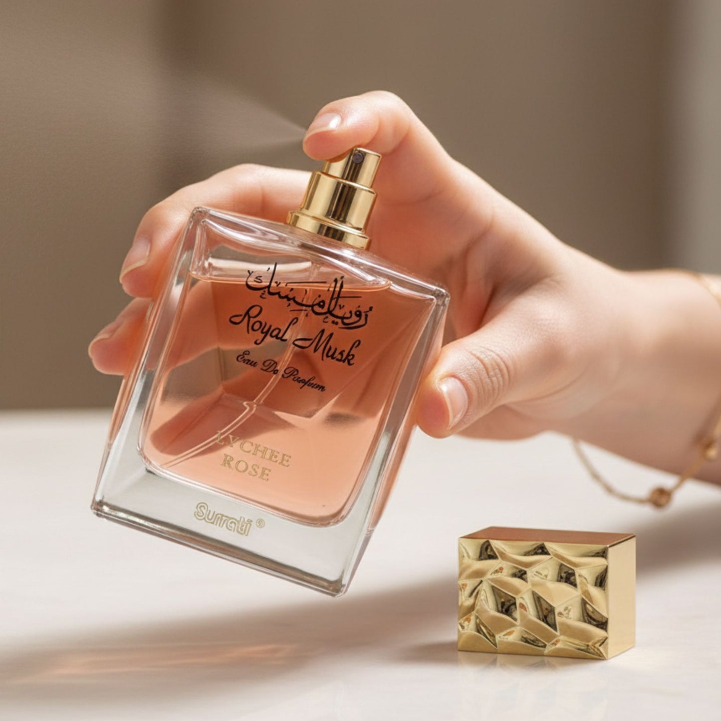 Surrati Royal Musk Lychee Rose 3.4 FL.OZ Perfume for Men and Women - Premium Musk Essence, Long-Lasting Unisex Scent for Daily Wear & Special Occasions