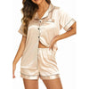 Silk Pajamas Women's Short Sleeve Sleepwear Set