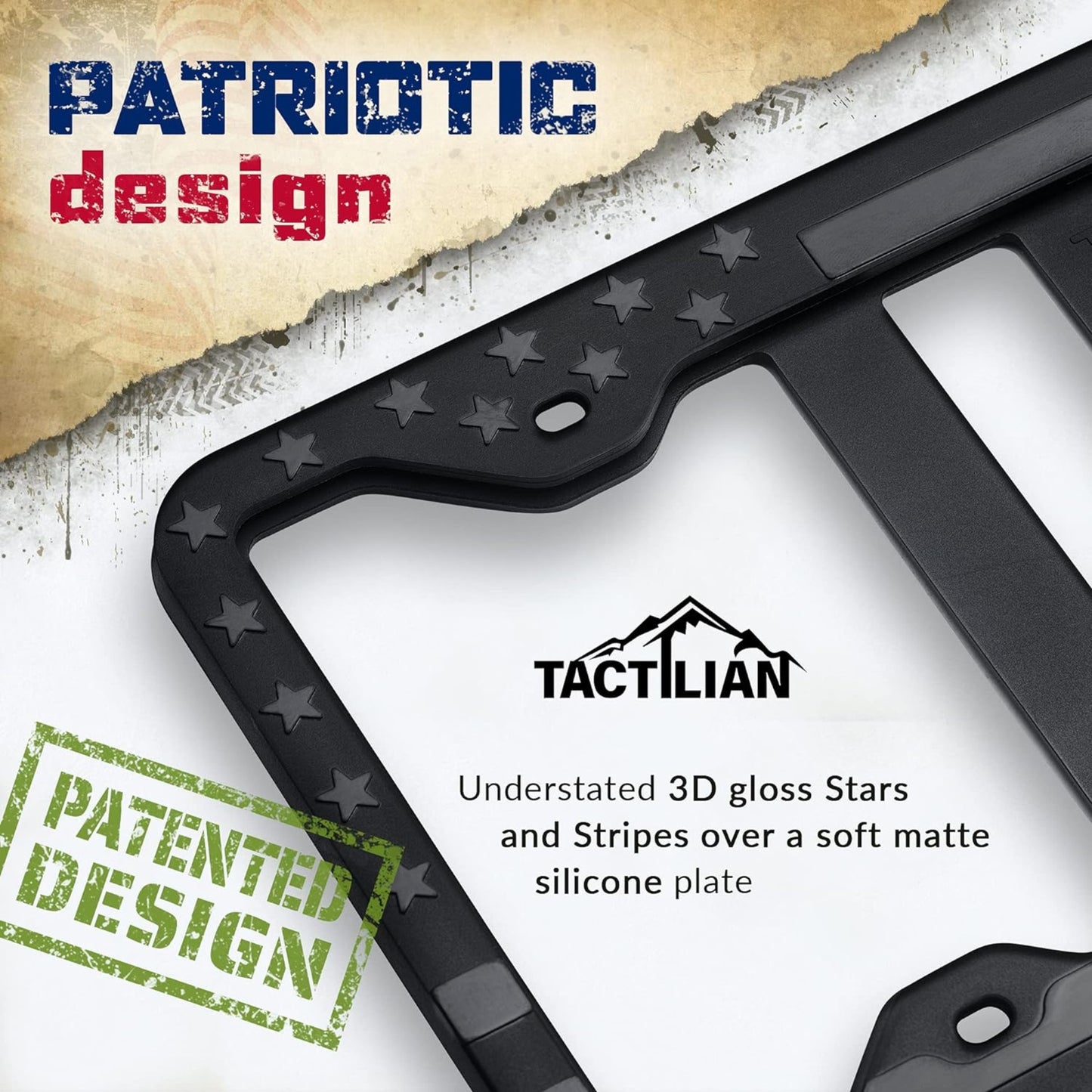 Silicone American Flag License Plate Frame Holder (Set of 2)