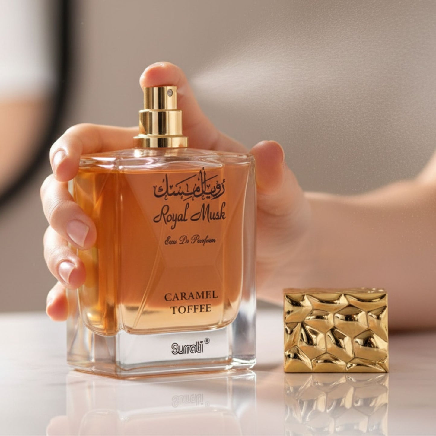Surrati Royal Musk Caramel Toffee 3.4 FL.OZ Perfume for Men and Women - Rich Musk Blend, Creamy Sweet Aroma, Long-Lasting Unisex Scent