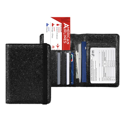 RFID Blocking Glittery Passport Holders with Elastic Band Closure Stylish & Secure Travel Wallets