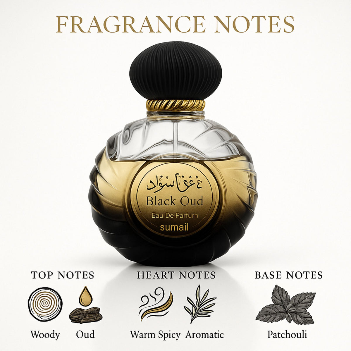 Surrati Black Oud 3.4 FL.OZ Perfume for Men and Women - Perfume Long-Lasting Unisex Arabian Luxury Fragrance