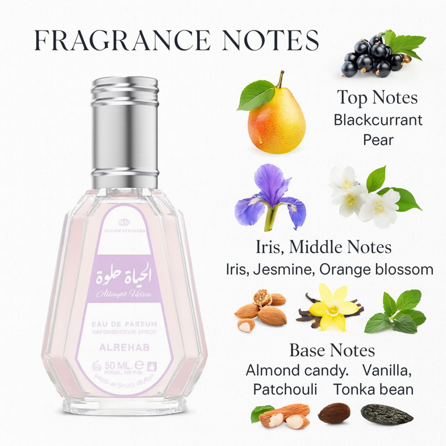 Al-Rehab Alhayah Helwa Perfume 50ml for Women - Long-Lasting Wear, Smooth & Elegant Scent for Daily Use