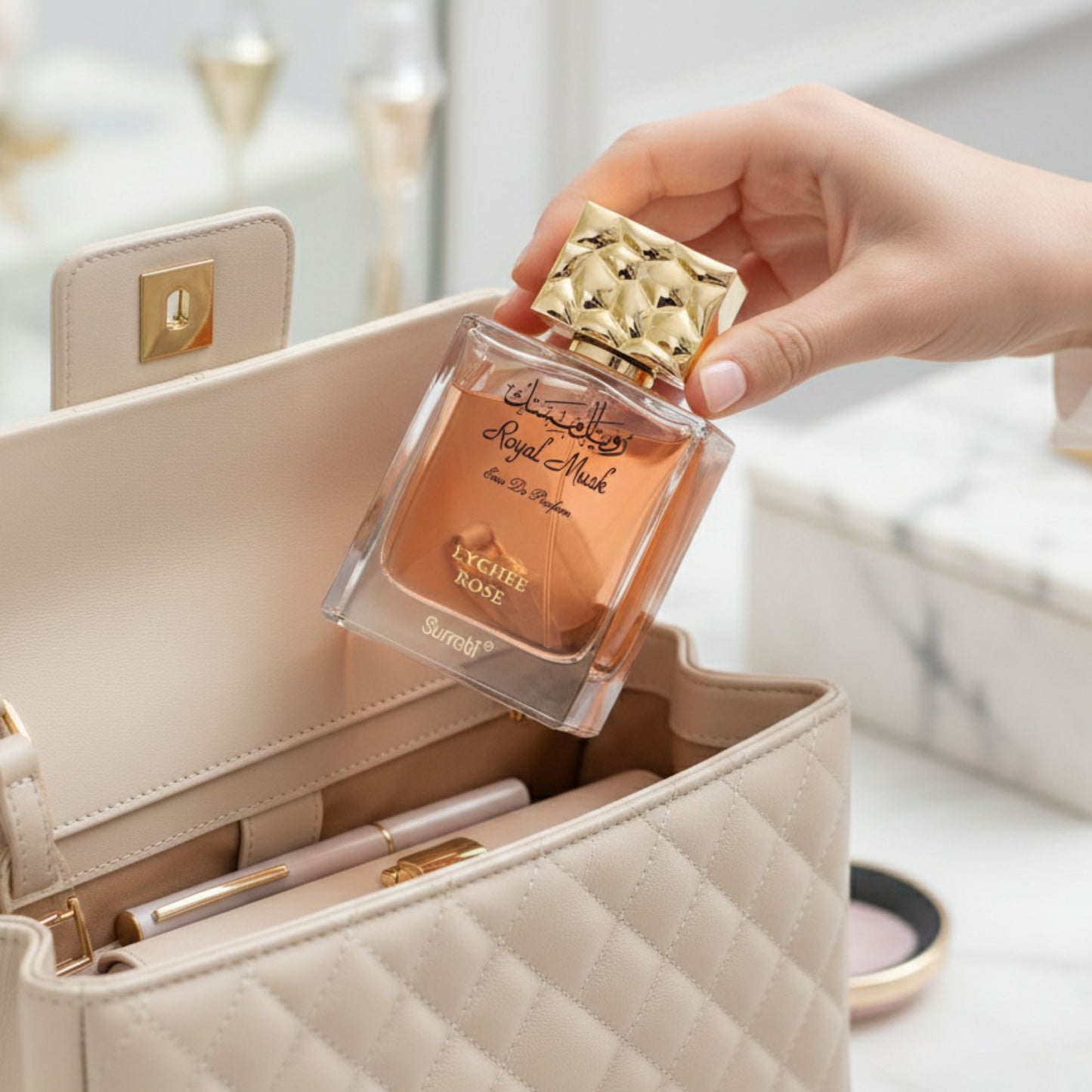 Surrati Royal Musk Lychee Rose 3.4 FL.OZ Perfume for Men and Women - Premium Musk Essence, Long-Lasting Unisex Scent for Daily Wear & Special Occasions