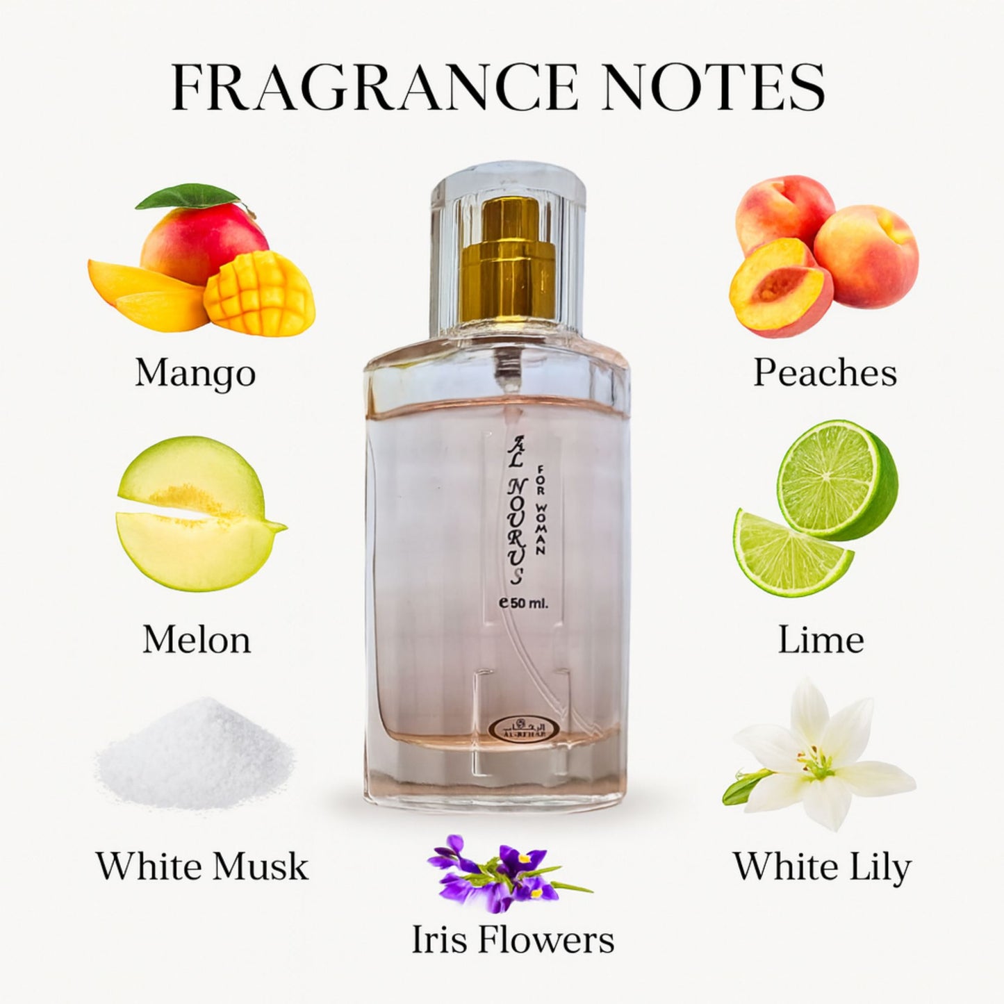 Al-Rehab Al Nourus Perfume 50ml for Men and Women - Aromatic Spray with Fresh, Soft Floral Scent for Daily Wear & Special Occasions