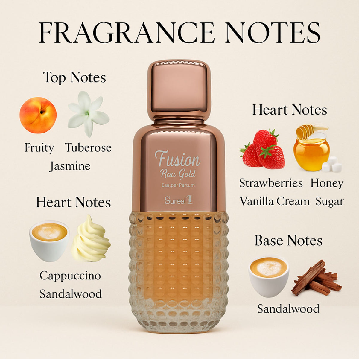 Surrati Fusion Rose Gold 3.4 FL.OZ Perfume for Women - Smooth Elegant Aroma, Long-Lasting Feminine Signature Scent