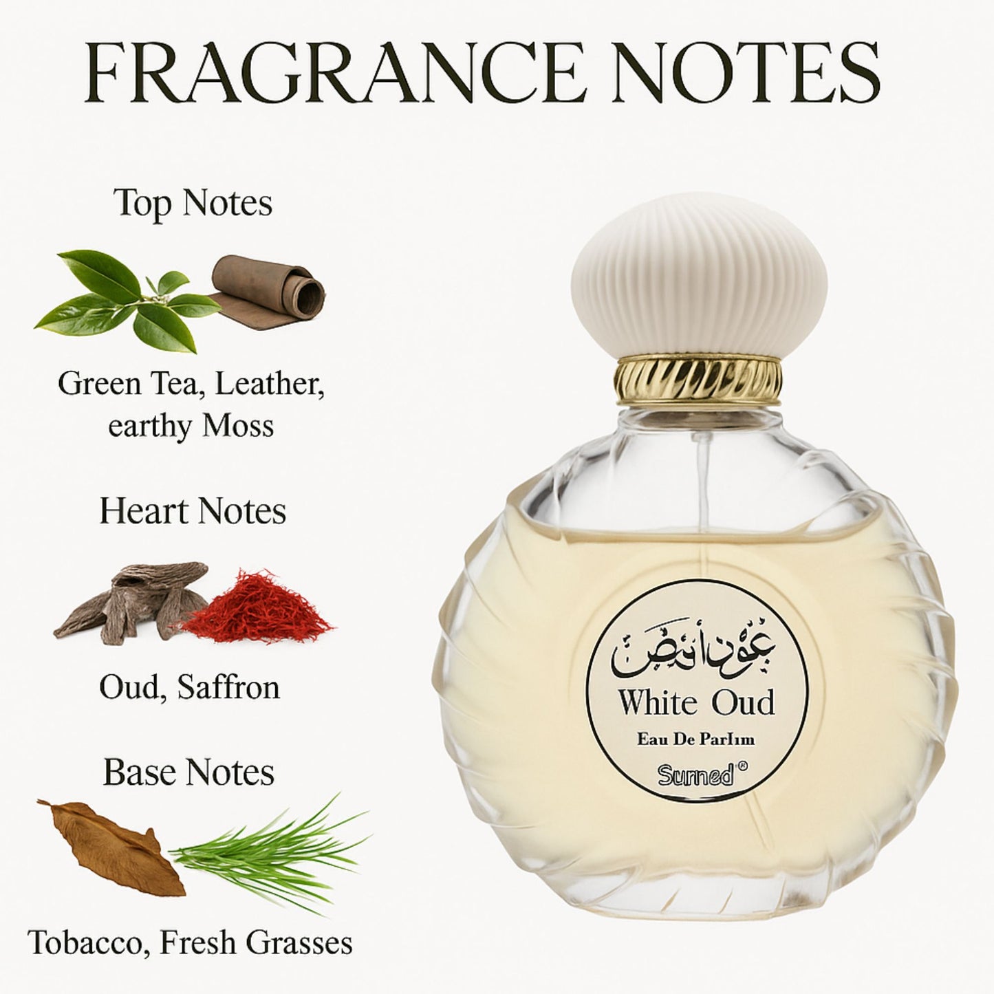 Surrati White Oud 3.4 FL.OZ Perfume for Men and Women - Glass Spray Bottle Perfume Smooth Oud Long-Lasting Unisex Arabian Perfume