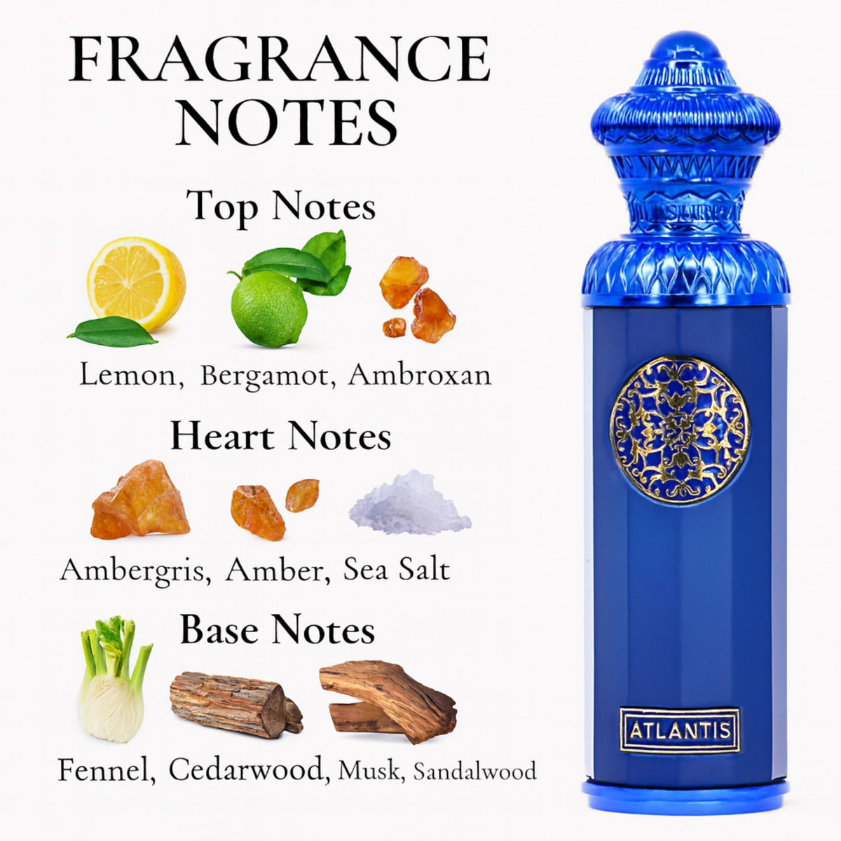 Surrati Heritage Atlantis 4.7 FL.OZ Perfume for Men and Women - Glass Bottle Long-Lasting Unisex Arabian Luxury Perfume Fragrance