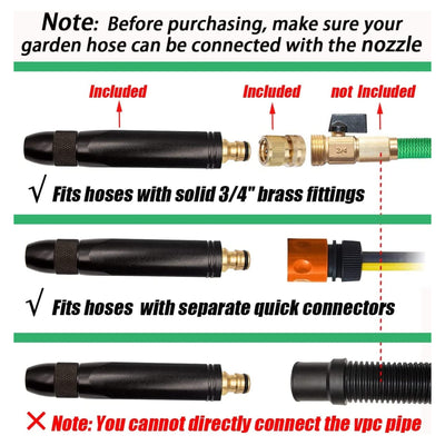 High Pressure Metal Garden Hose Nozzle with 3 Adjustable Spray Patterns