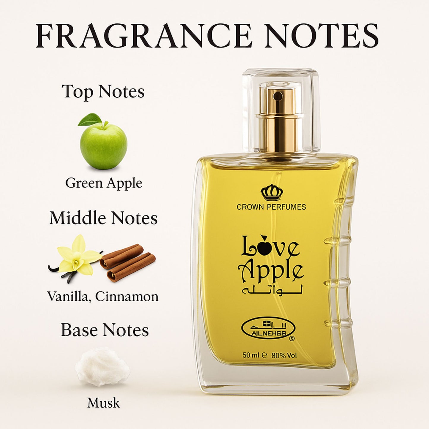 Al-Rehab Love Apple Perfume for Men and Women 50ml - Long-Lasting Unisex Aromatic Spray