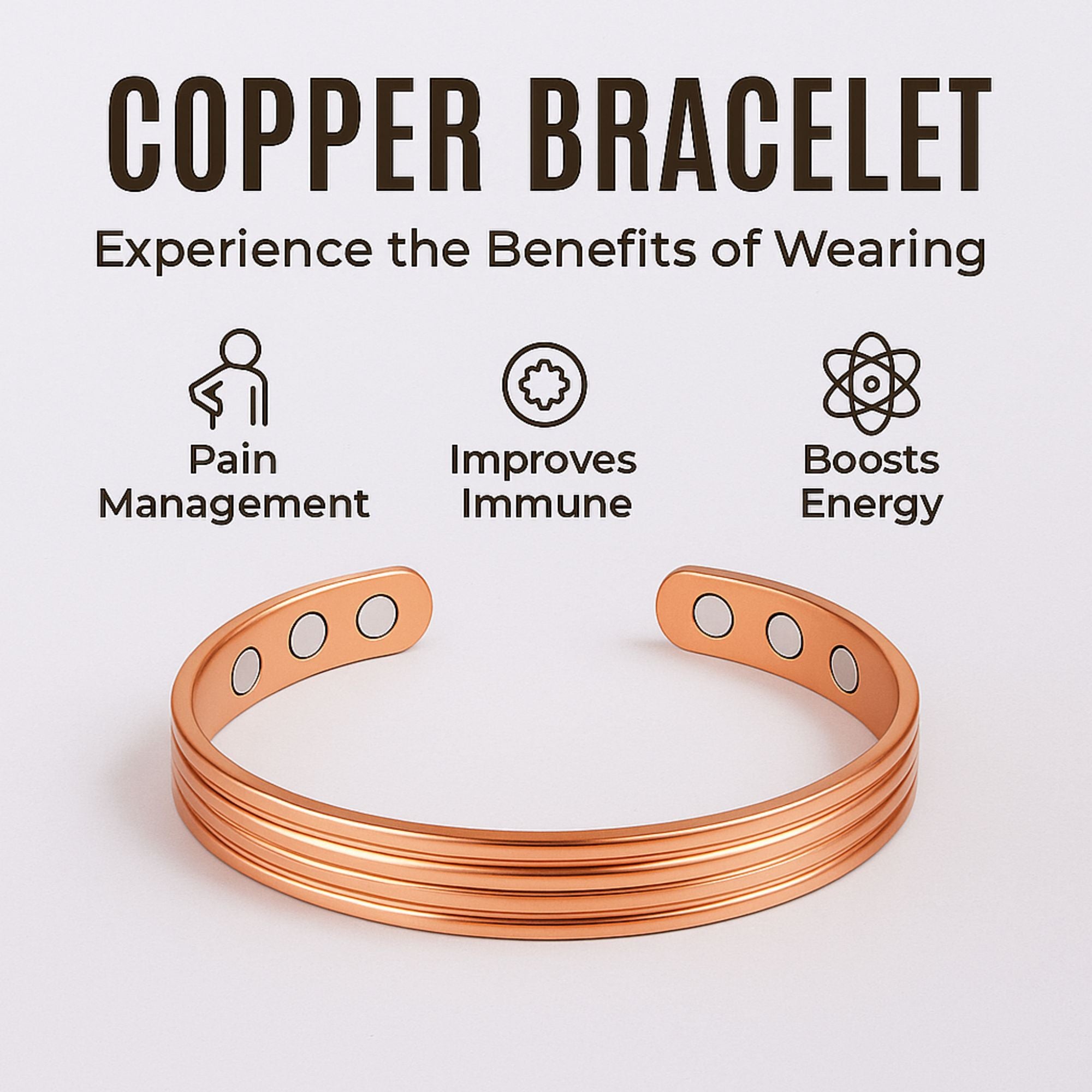 Copper Bracelets for Women – Pure Solid Copper Magnetic Therapy Jewellery, Elegant Pain Relief & Wellness Gift for Everyday Wear