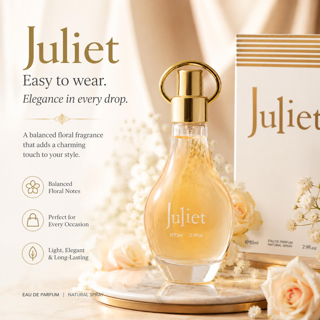 Juliet Perfume for Women 2.9 Fl. Oz. Eau De Parfum Natural Spray Luxury Floral Perfume Soft and Charming Scent for All Seasons & Special Events