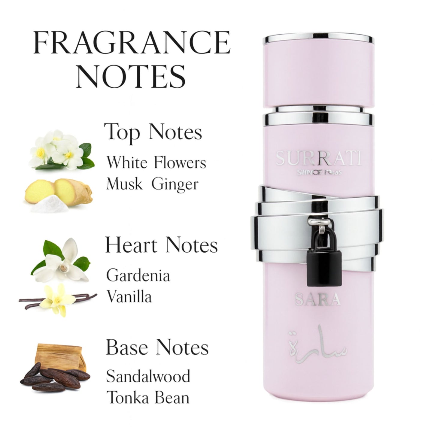 Surrati Sara 3.4 FL.OZ Perfume for Women - Premium Spray Bottle Smooth Floral Long-Lasting Feminine Arabian Perfume