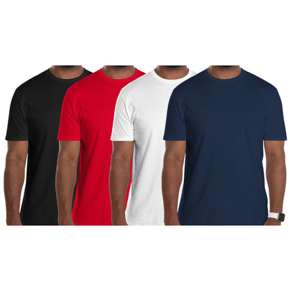 4-Pack Classic Plain T-Shirts Soft Comfortable Everyday Wear