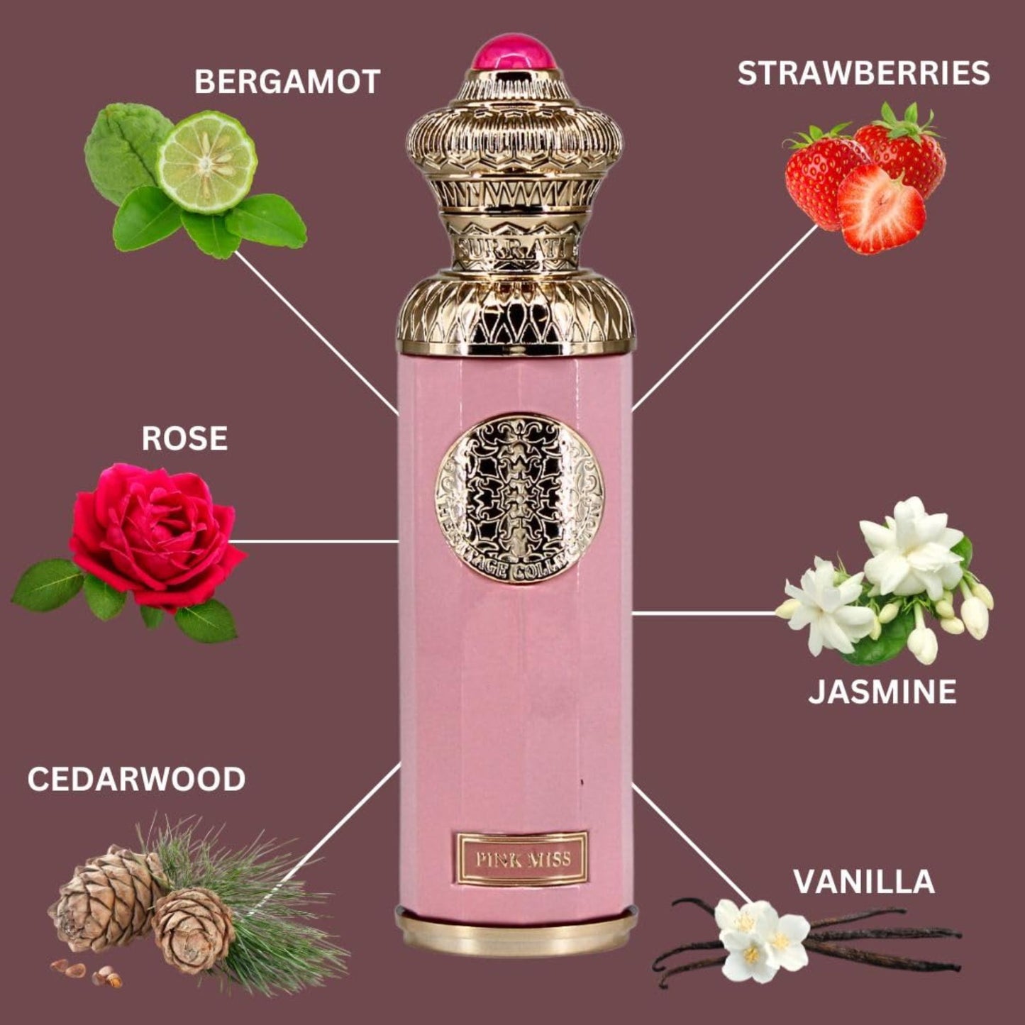 Surrati Heritage Pink Miss 4.7 FL.OZ Perfume for Men and Women - Premium Glass Perfume Long-Lasting Unisex Arabian Perfume